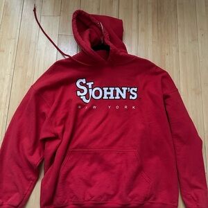 Gildan Red Men's Hoodie with St. John's New York Logo